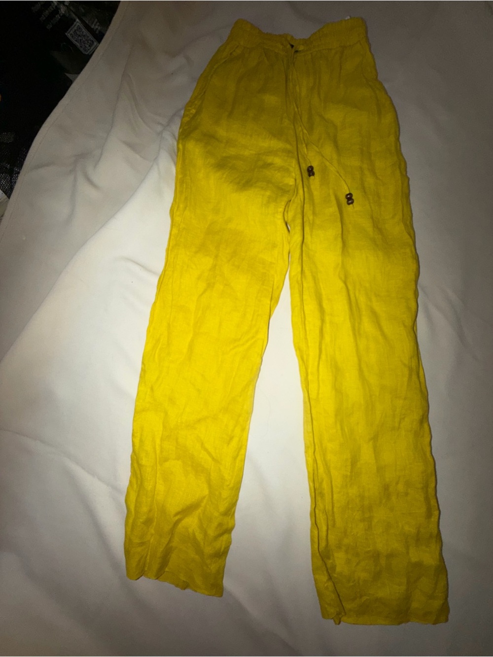 Zara Yellow Straight Leg Linen Pants